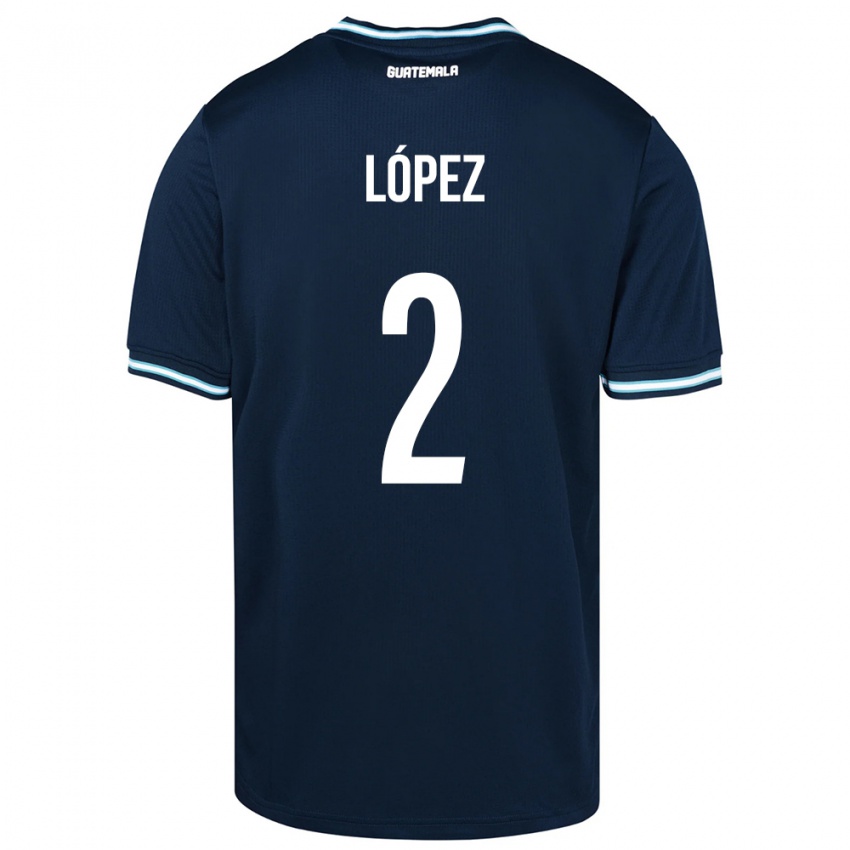 Mann Guatemala Francisco López #2 Blå Bortetrøye Drakt Trøye 24-26 Skjorter T-Skjorte