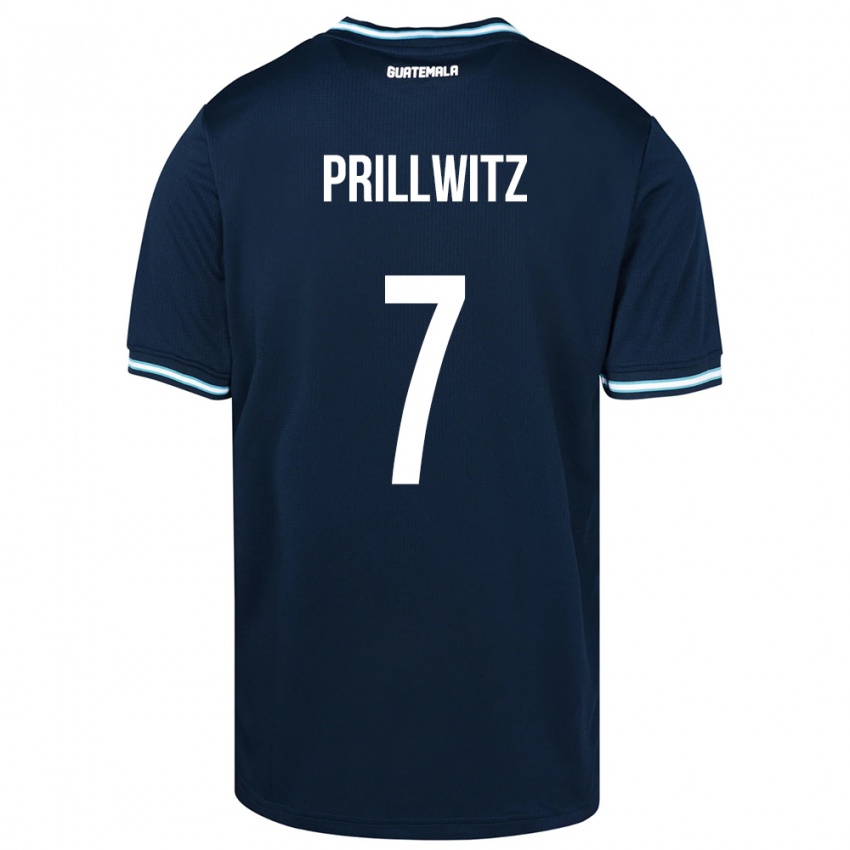 Mann Guatemala Héctor Prillwitz #7 Blå Bortetrøye Drakt Trøye 24-26 Skjorter T-Skjorte