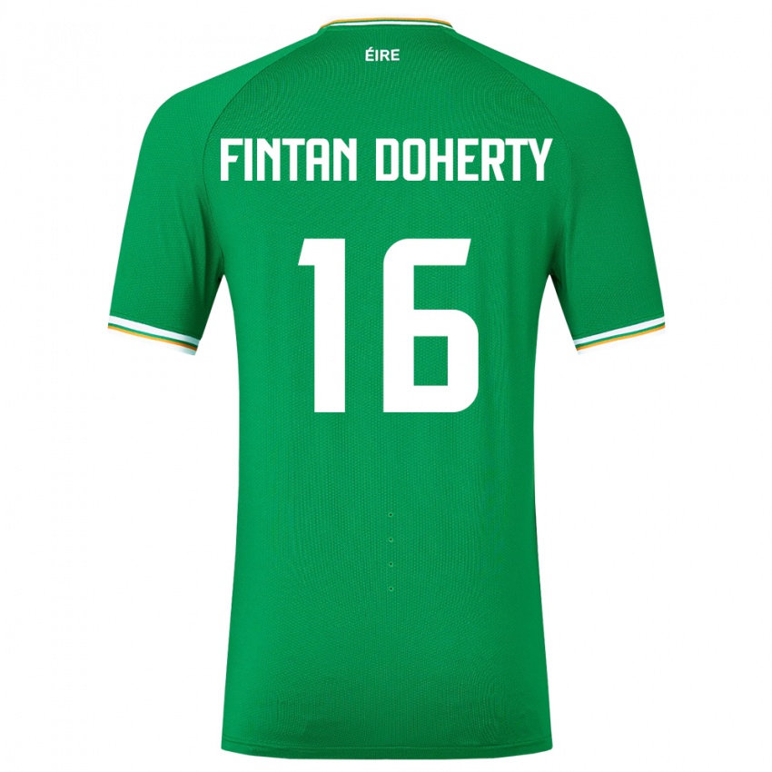 Dame Irland Fintan Doherty #16 Grønn Hjemmetrøye Drakt Trøye 24-26 Skjorter T-Skjorte