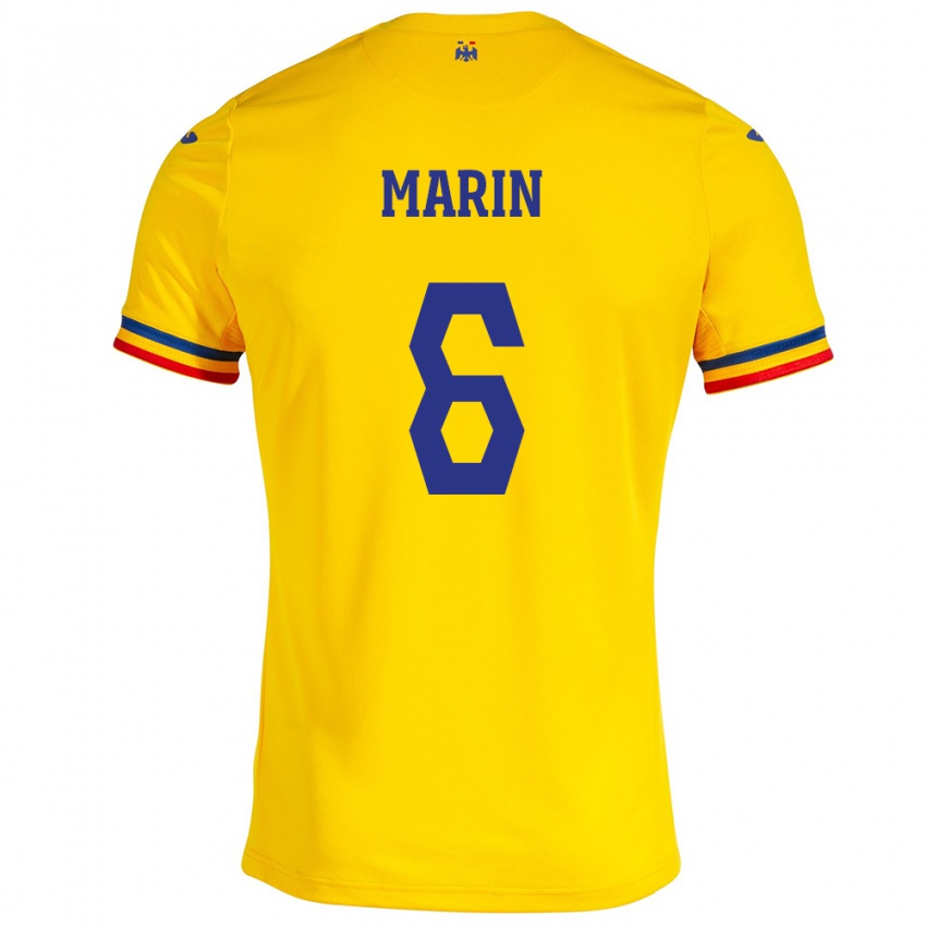 Dame Romania Marius Marin #6 Gul Hjemmetrøye Drakt Trøye 24-26 Skjorter T-Skjorte