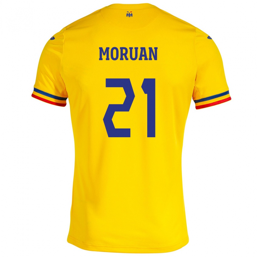 Dame Romania Olimpiu Moruţan #21 Gul Hjemmetrøye Drakt Trøye 24-26 Skjorter T-Skjorte