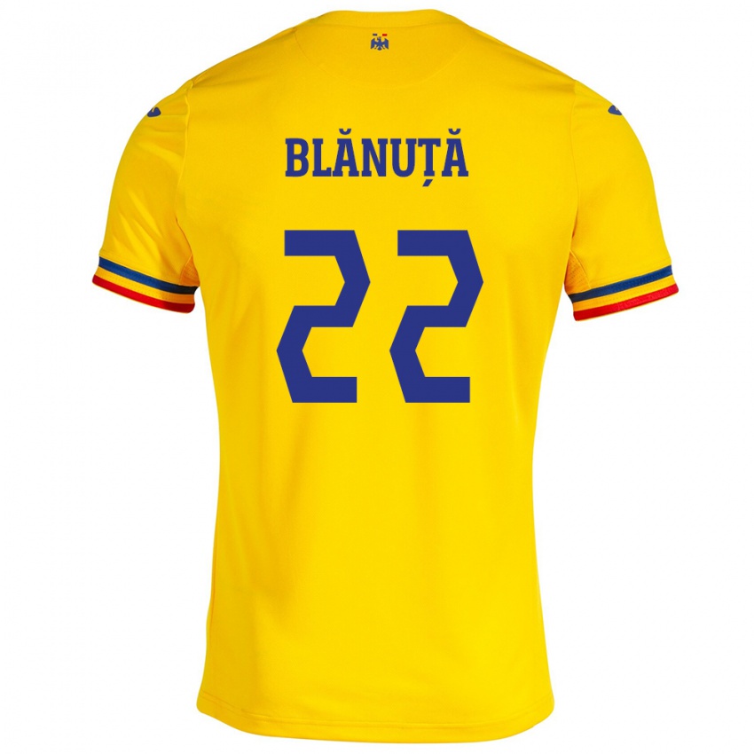 Dame Romania Vladislav Blănuță #22 Gul Hjemmetrøye Drakt Trøye 24-26 Skjorter T-Skjorte