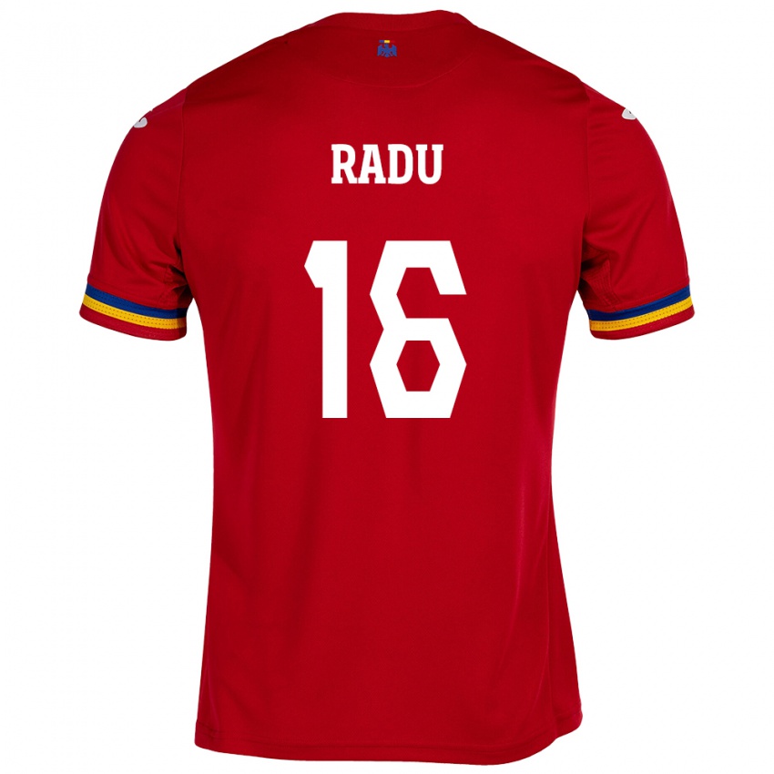 Dame Romania Andrei Radu #16 Rød Bortetrøye Drakt Trøye 24-26 Skjorter T-Skjorte