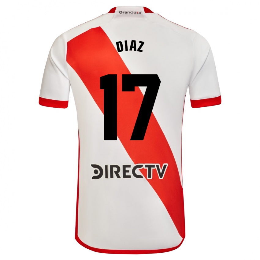 Barn Paulo Diaz #17 Hvit Rød Hjemmetrøye Drakt Trøye 2023/24 Skjorter T-Skjorte