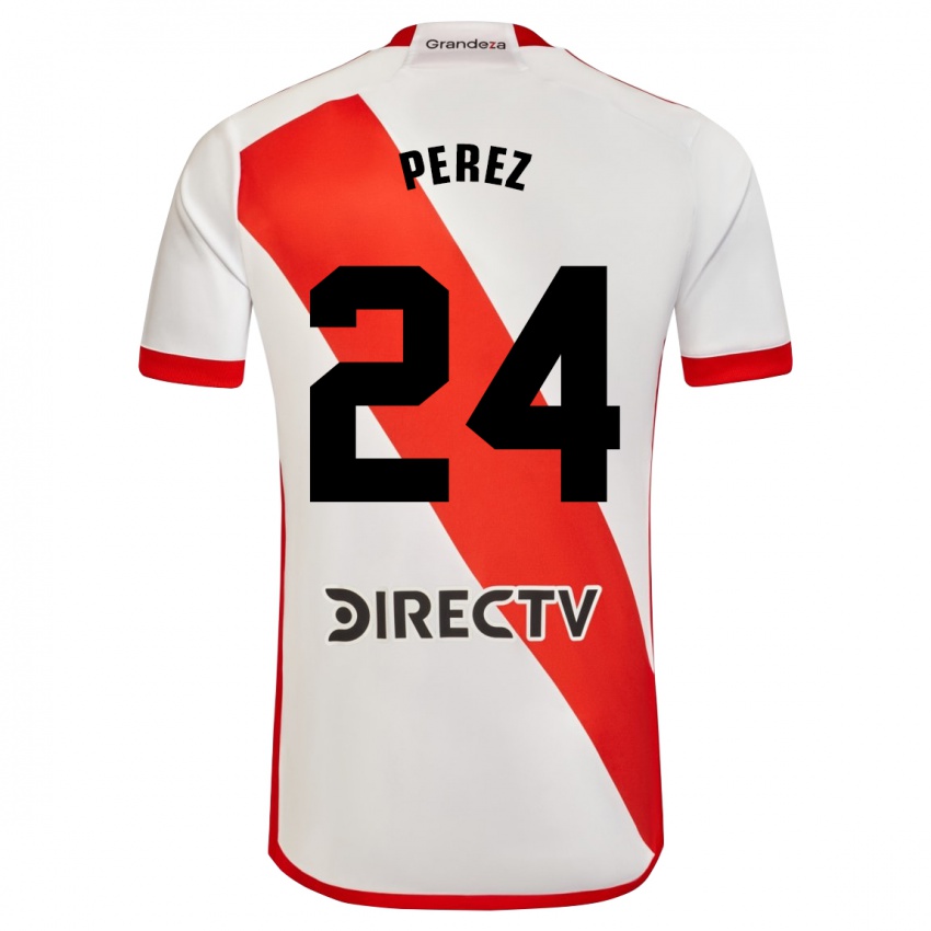 Barn Enzo Perez #24 Hvit Rød Hjemmetrøye Drakt Trøye 2023/24 Skjorter T-Skjorte