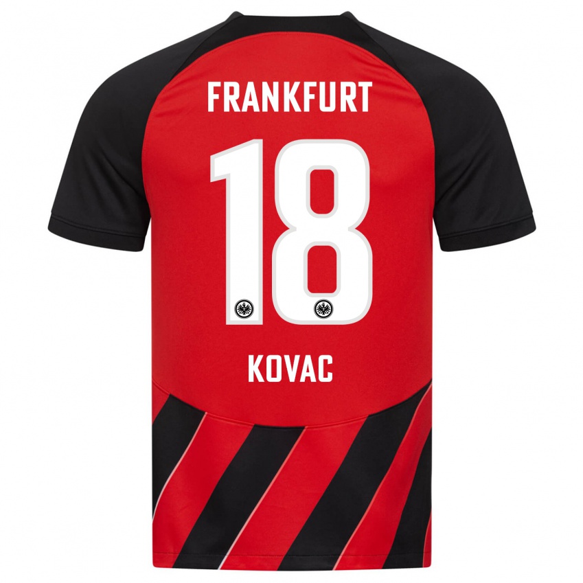 Barn Niko Kovac #18 Rød Svart Hjemmetrøye Drakt Trøye 2023/24 Skjorter T-Skjorte