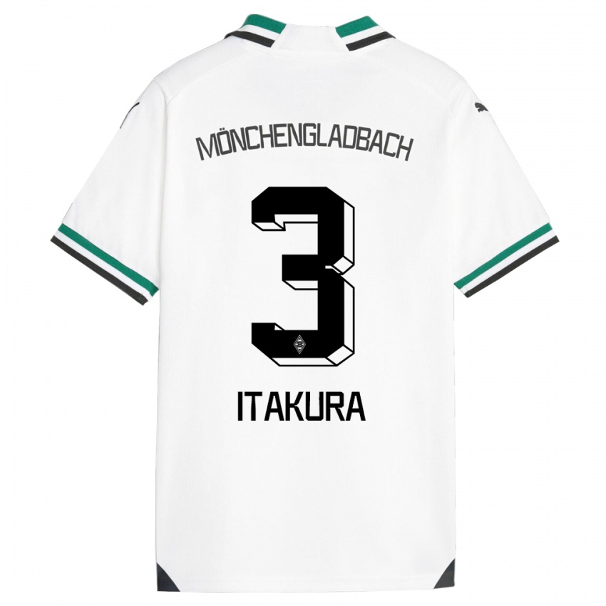 Barn Ko Itakura #3 Hvit Grønn Hjemmetrøye Drakt Trøye 2023/24 Skjorter T-Skjorte