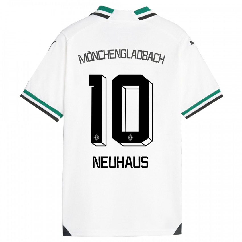 Barn Florian Neuhaus #10 Hvit Grønn Hjemmetrøye Drakt Trøye 2023/24 Skjorter T-Skjorte