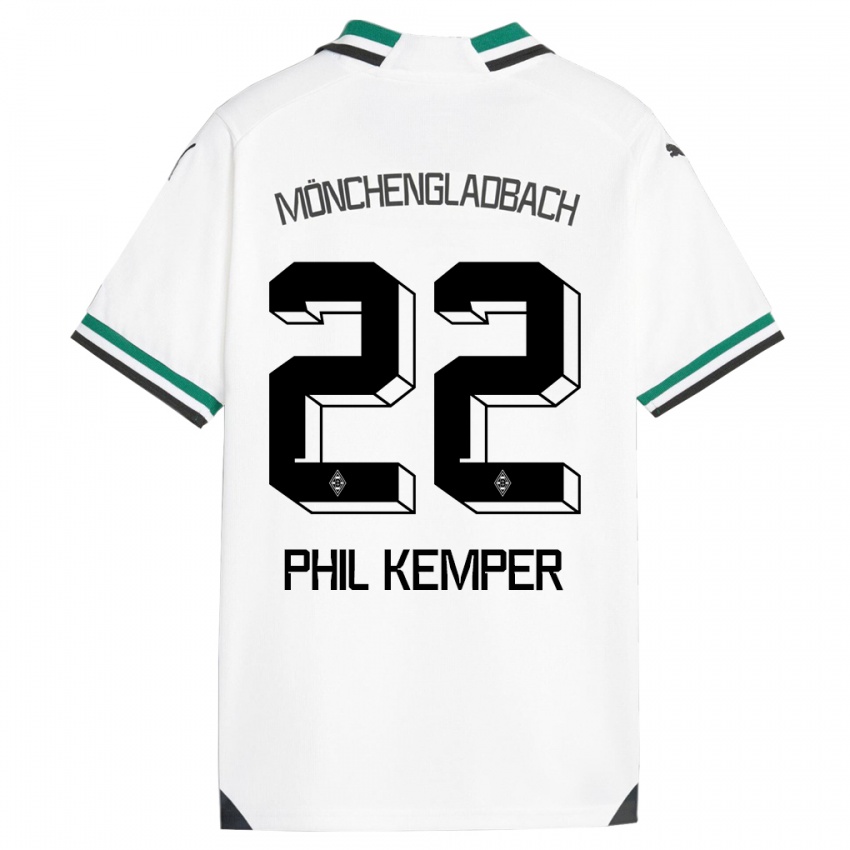 Barn Phil Kemper #22 Hvit Grønn Hjemmetrøye Drakt Trøye 2023/24 Skjorter T-Skjorte