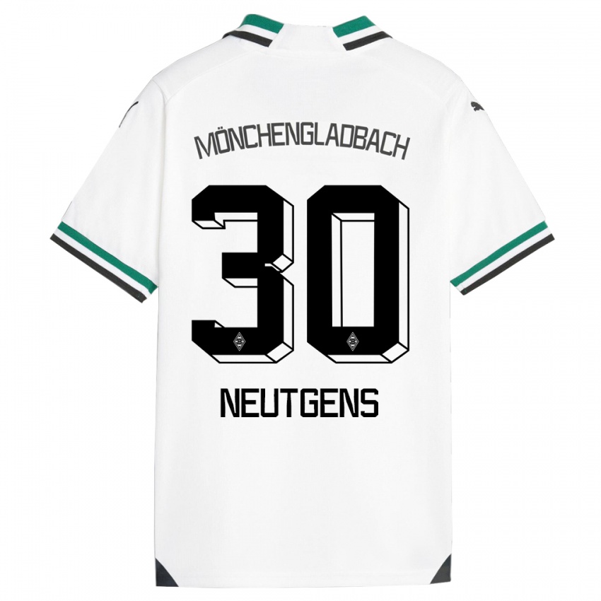 Barn Maximilian Neutgens #30 Hvit Grønn Hjemmetrøye Drakt Trøye 2023/24 Skjorter T-Skjorte