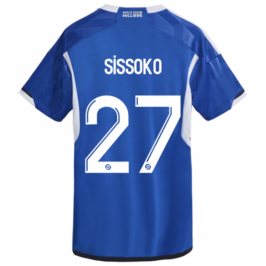 Barn Ibrahima Sissoko #27 Blå Hjemmetrøye Drakt Trøye 2023/24 Skjorter T-Skjorte