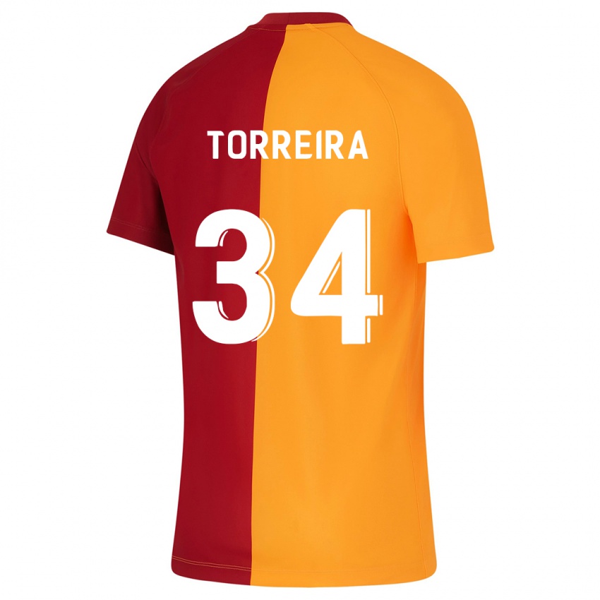Barn Lucas Torreira #34 Oransje Hjemmetrøye Drakt Trøye 2023/24 Skjorter T-Skjorte