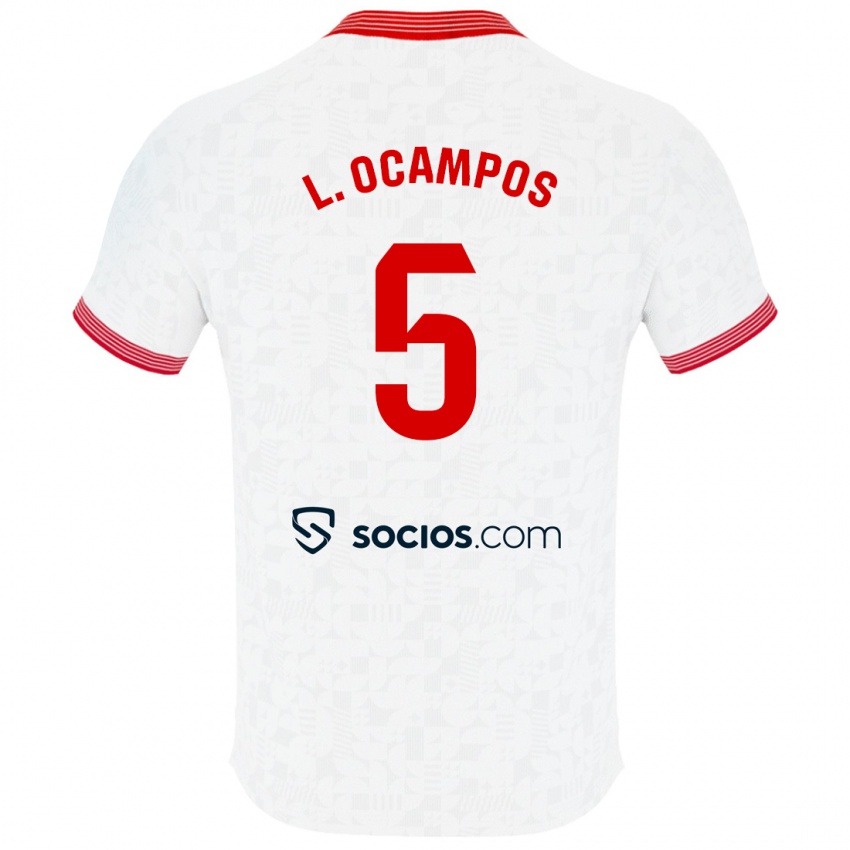 Barn Lucas Ocampos #5 Hvit Hjemmetrøye Drakt Trøye 2023/24 Skjorter T-Skjorte