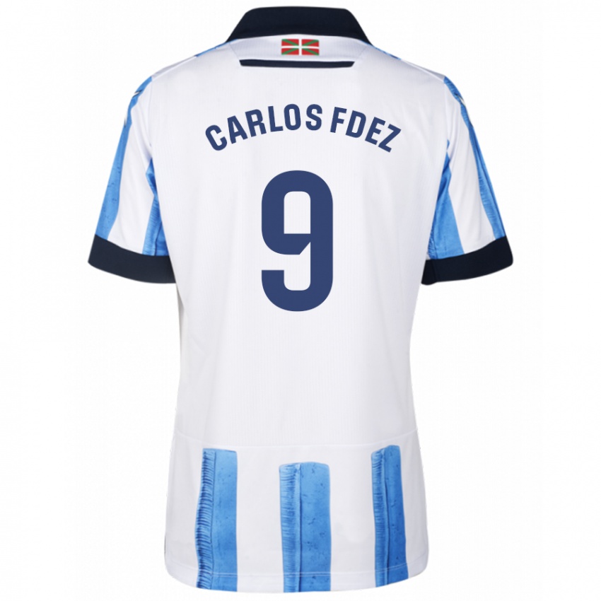 Barn Carlos Fernández #9 Blå Hvit Hjemmetrøye Drakt Trøye 2023/24 Skjorter T-Skjorte