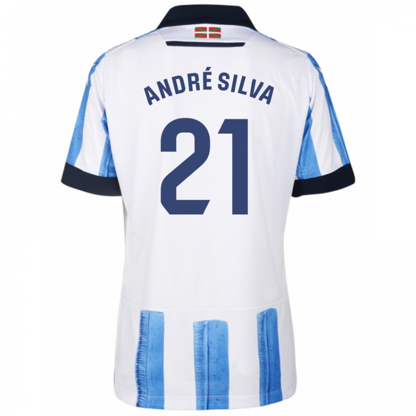 Barn Andre Silva #21 Blå Hvit Hjemmetrøye Drakt Trøye 2023/24 Skjorter T-Skjorte