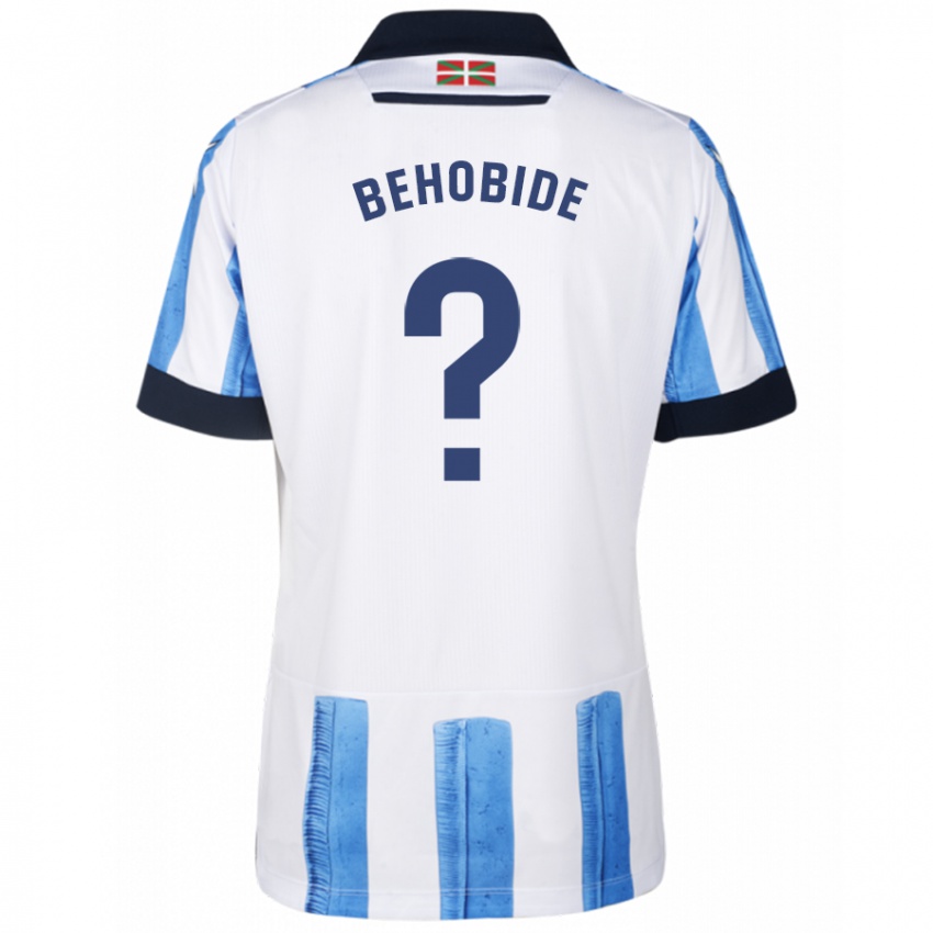 Barn Eneko Behobide #0 Blå Hvit Hjemmetrøye Drakt Trøye 2023/24 Skjorter T-Skjorte