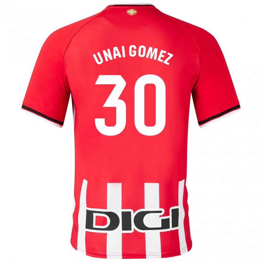 Barn Unai Gómez #30 Rød Hjemmetrøye Drakt Trøye 2023/24 Skjorter T-Skjorte