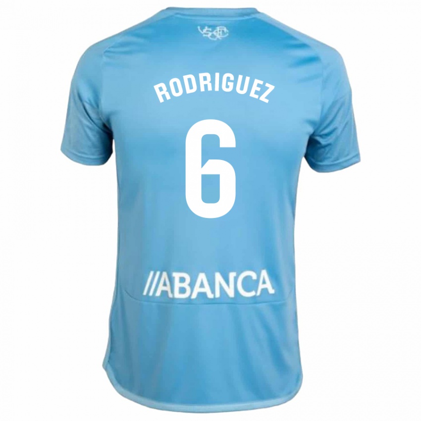 Barn Damián Rodríguez #6 Blå Hjemmetrøye Drakt Trøye 2023/24 Skjorter T-Skjorte