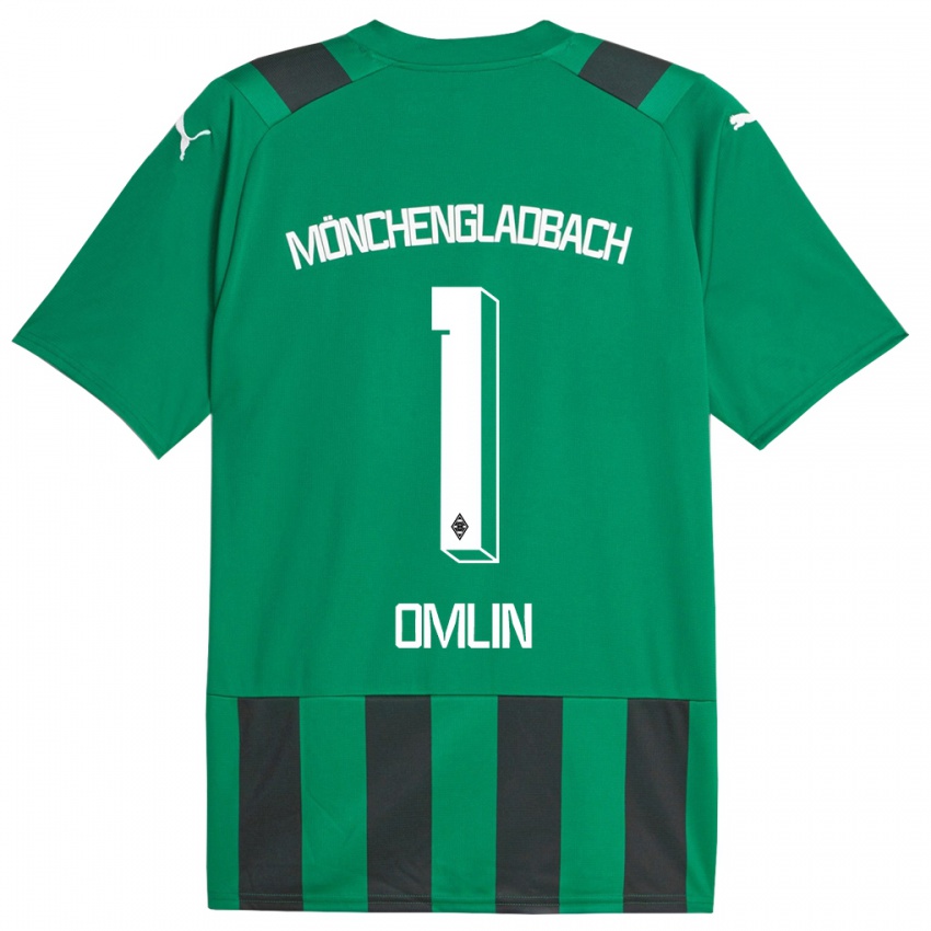 Barn Jonas Omlin #1 Svart Grønn Bortetrøye Drakt Trøye 2023/24 Skjorter T-Skjorte