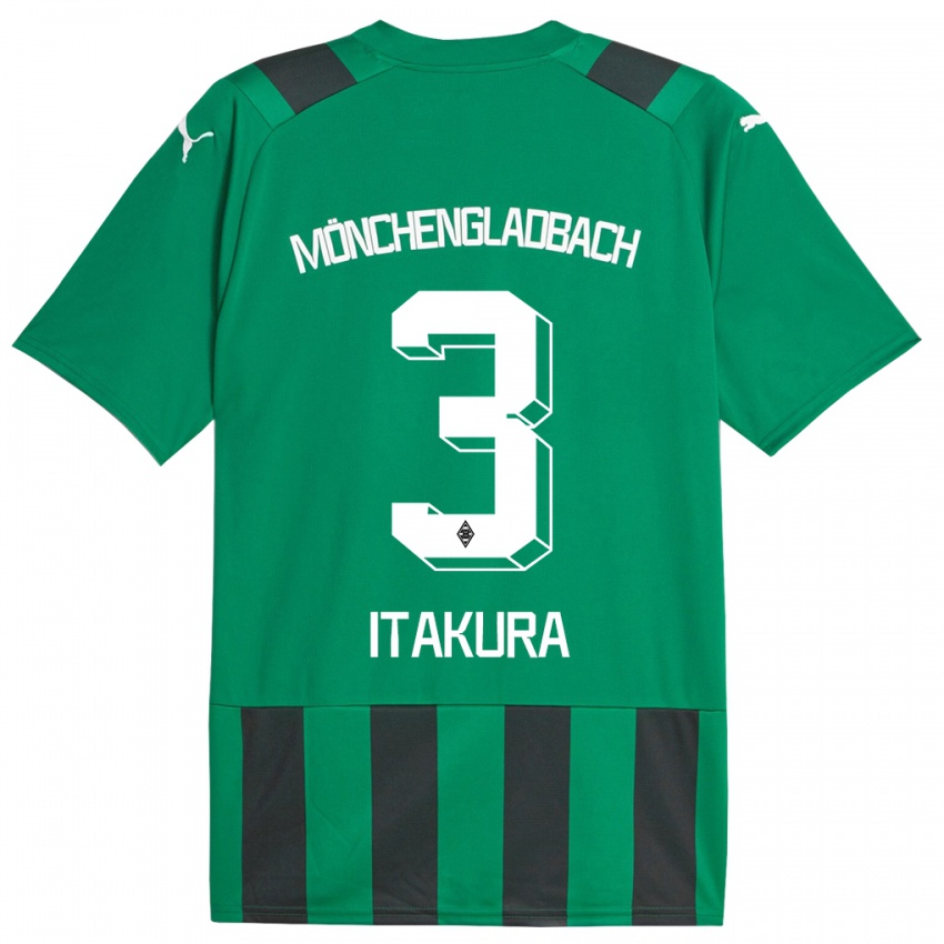 Barn Ko Itakura #3 Svart Grønn Bortetrøye Drakt Trøye 2023/24 Skjorter T-Skjorte