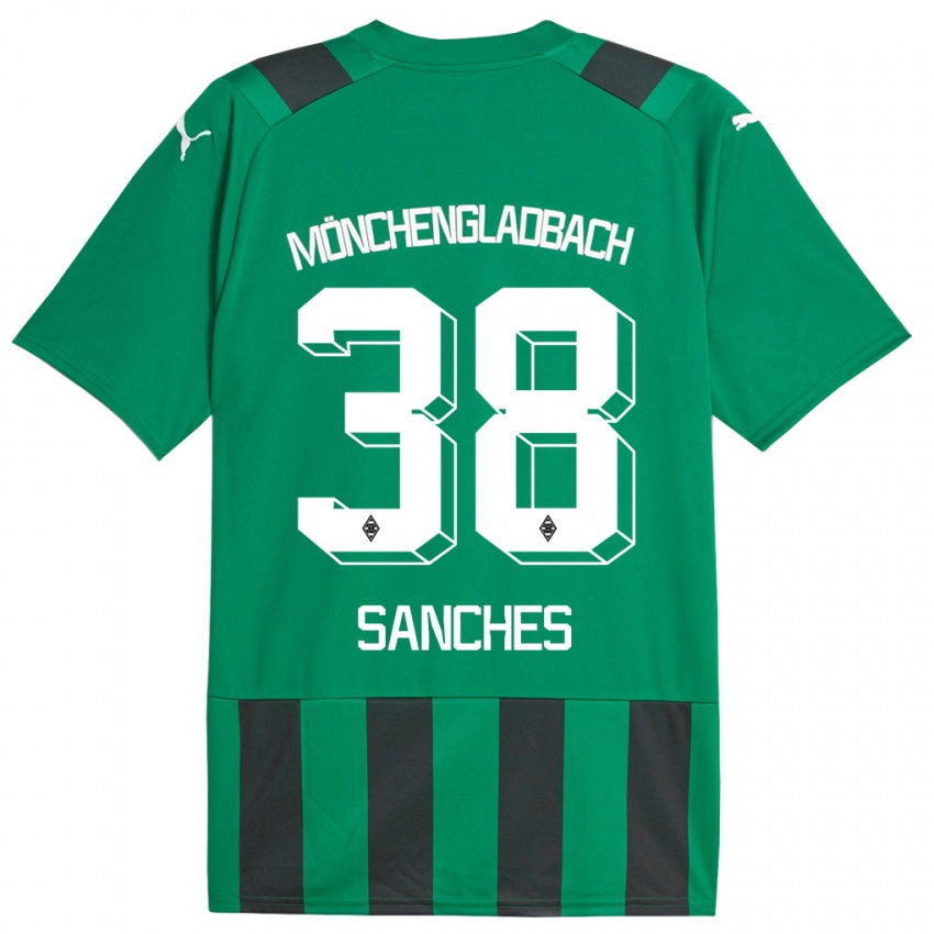Barn Yvandro Borges Sanches #38 Svart Grønn Bortetrøye Drakt Trøye 2023/24 Skjorter T-Skjorte