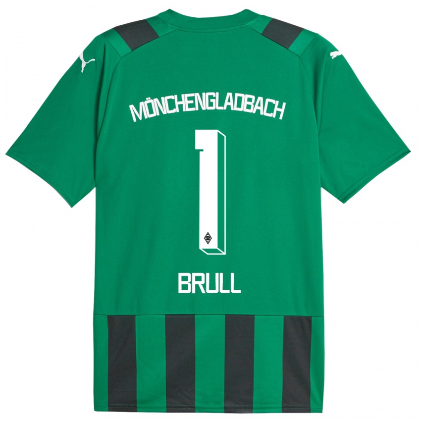 Barn Maximilian Brüll #1 Svart Grønn Bortetrøye Drakt Trøye 2023/24 Skjorter T-Skjorte