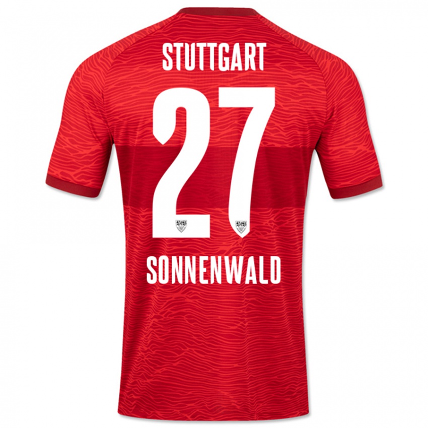 Barn Lukas Sonnenwald #27 Rød Bortetrøye Drakt Trøye 2023/24 Skjorter T-Skjorte