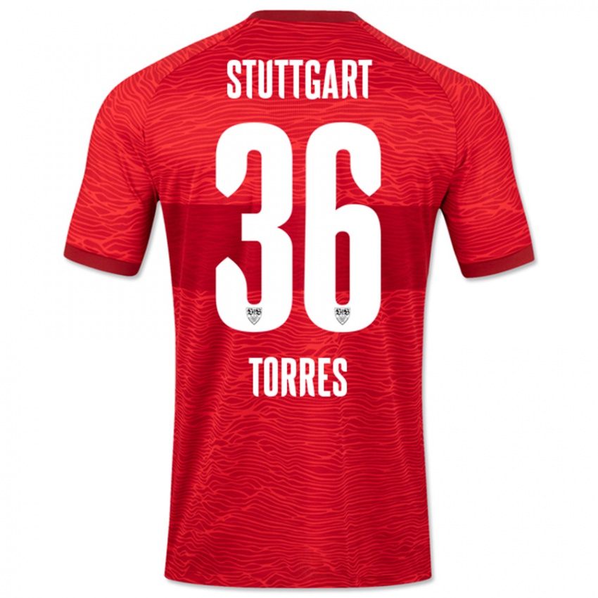 Barn Yohann Torres #36 Rød Bortetrøye Drakt Trøye 2023/24 Skjorter T-Skjorte