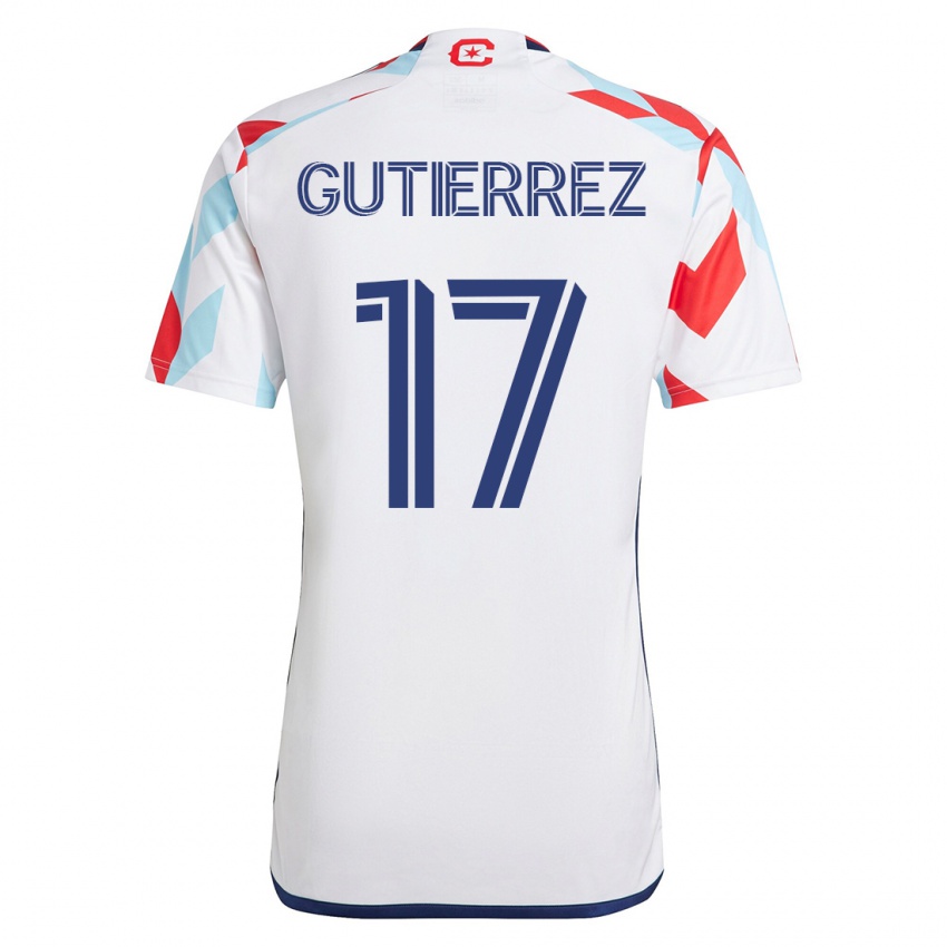 Barn Brian Gutiérrez #17 Hvit Blå Bortetrøye Drakt Trøye 2023/24 Skjorter T-Skjorte