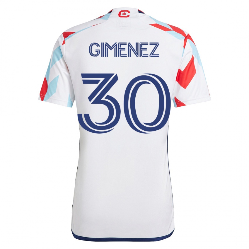 Barn Gastón Giménez #30 Hvit Blå Bortetrøye Drakt Trøye 2023/24 Skjorter T-Skjorte