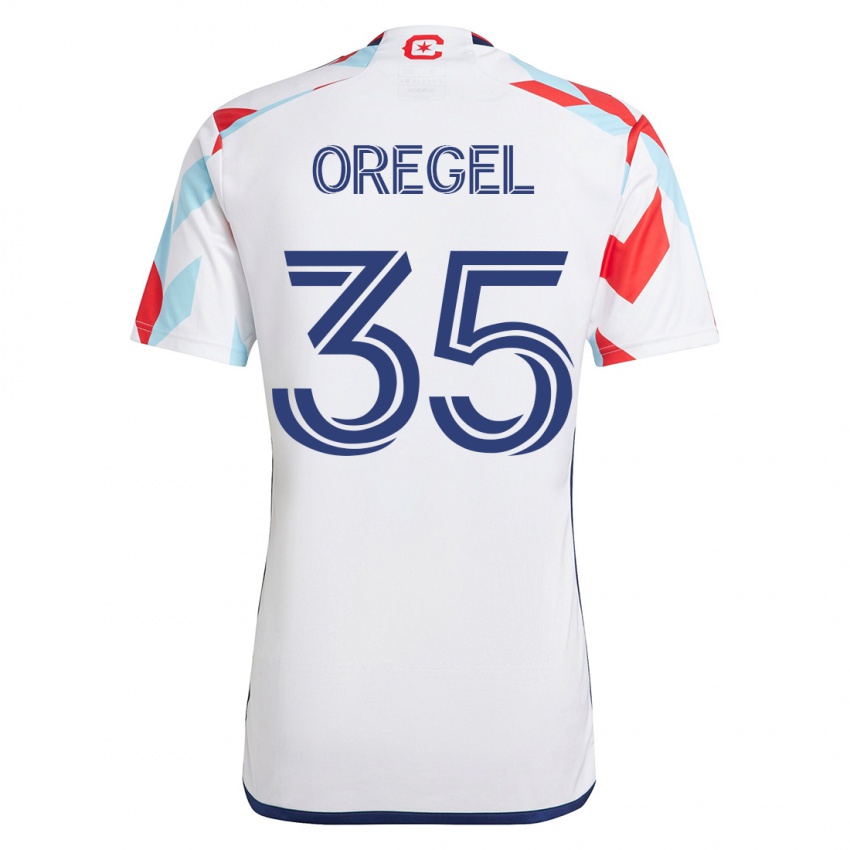 Barn Sergio Oregel #35 Hvit Blå Bortetrøye Drakt Trøye 2023/24 Skjorter T-Skjorte