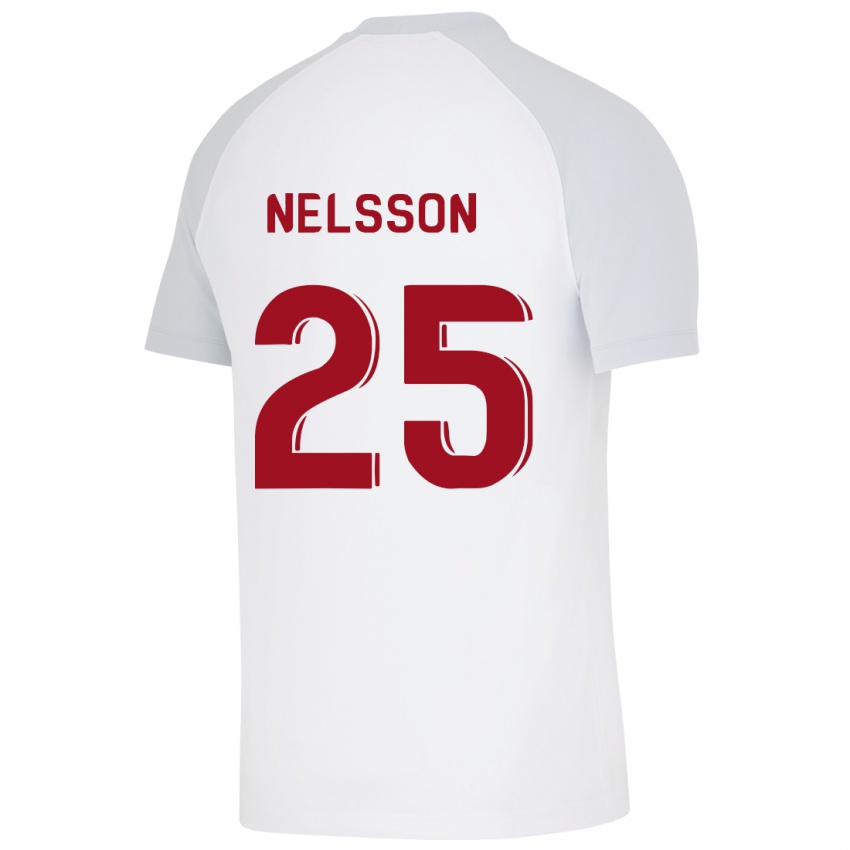 Barn Victor Nelsson #25 Hvit Bortetrøye Drakt Trøye 2023/24 Skjorter T-Skjorte