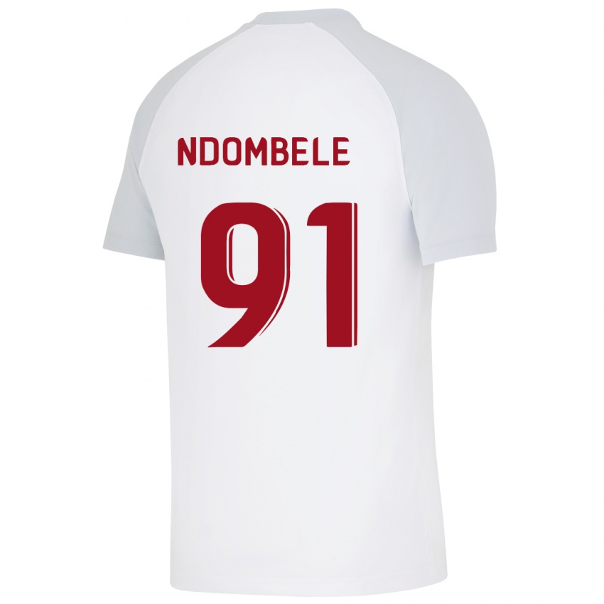 Barn Tanguy Ndombele #91 Hvit Bortetrøye Drakt Trøye 2023/24 Skjorter T-Skjorte