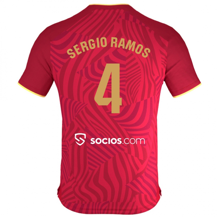 Barn Sergio Ramos #4 Rød Bortetrøye Drakt Trøye 2023/24 Skjorter T-Skjorte