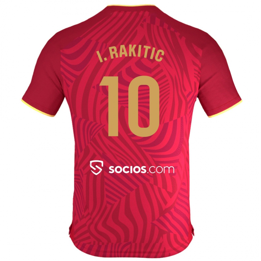 Barn Ivan Rakitic #10 Rød Bortetrøye Drakt Trøye 2023/24 Skjorter T-Skjorte