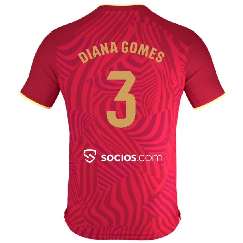 Barn Diana Catarina Ribeiro Gomes #3 Rød Bortetrøye Drakt Trøye 2023/24 Skjorter T-Skjorte