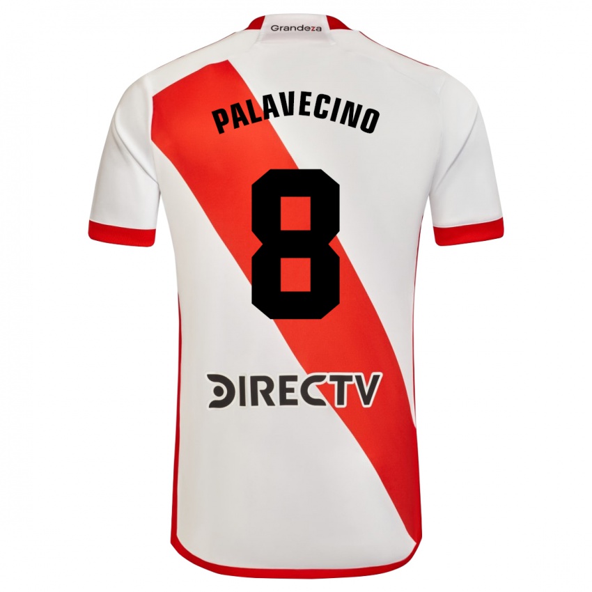 Mann Agustin Palavecino #8 Hvit Rød Hjemmetrøye Drakt Trøye 2023/24 Skjorter T-Skjorte
