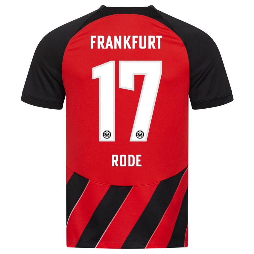 Mann Sebastian Rode #17 Rød Svart Hjemmetrøye Drakt Trøye 2023/24 Skjorter T-Skjorte