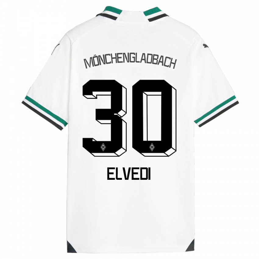 Mann Nico Elvedi #30 Hvit Grønn Hjemmetrøye Drakt Trøye 2023/24 Skjorter T-Skjorte
