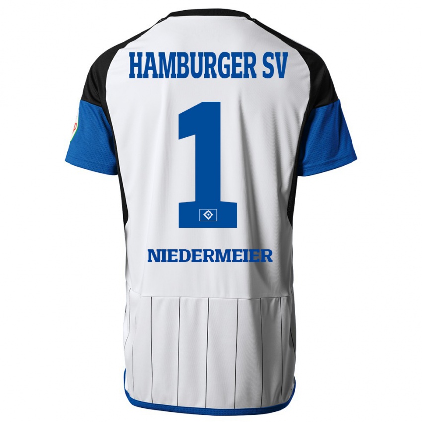 Mann Philipp Niedermeier #1 Hvit Hjemmetrøye Drakt Trøye 2023/24 Skjorter T-Skjorte