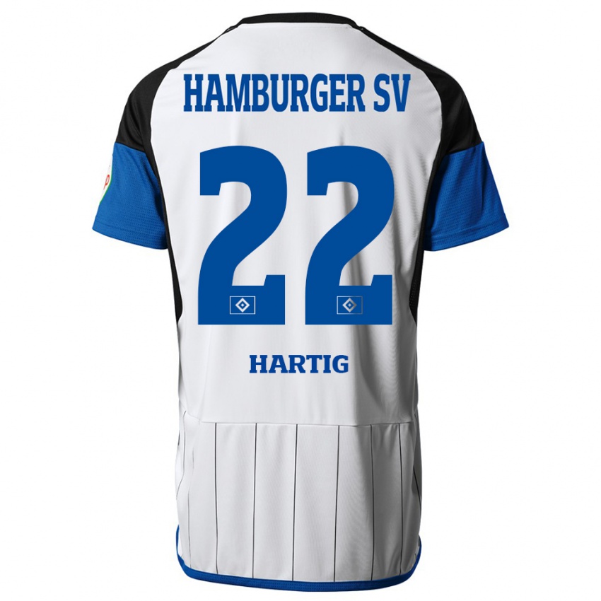 Mann Jonas-Finn Hartig #22 Hvit Hjemmetrøye Drakt Trøye 2023/24 Skjorter T-Skjorte