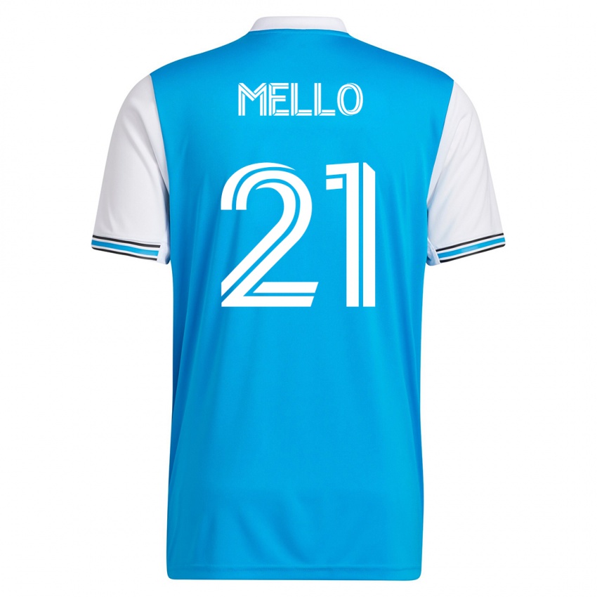 Mann Vinicius Mello #21 Blå Hjemmetrøye Drakt Trøye 2023/24 Skjorter T-Skjorte