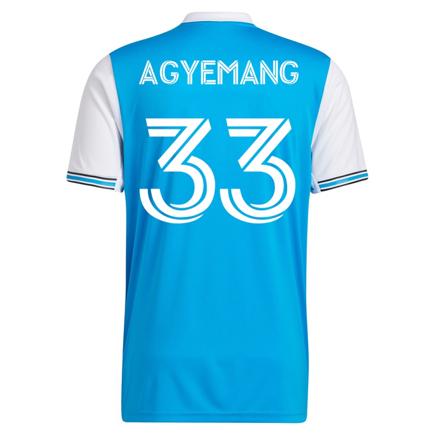 Mann Patrick Agyemang #33 Blå Hjemmetrøye Drakt Trøye 2023/24 Skjorter T-Skjorte