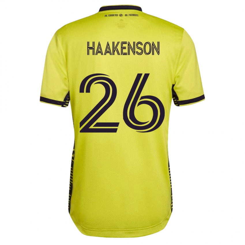 Mann Luke Haakenson #26 Gul Hjemmetrøye Drakt Trøye 2023/24 Skjorter T-Skjorte