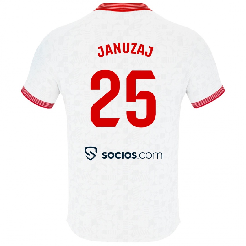 Mann Adnan Januzaj #25 Hvit Hjemmetrøye Drakt Trøye 2023/24 Skjorter T-Skjorte