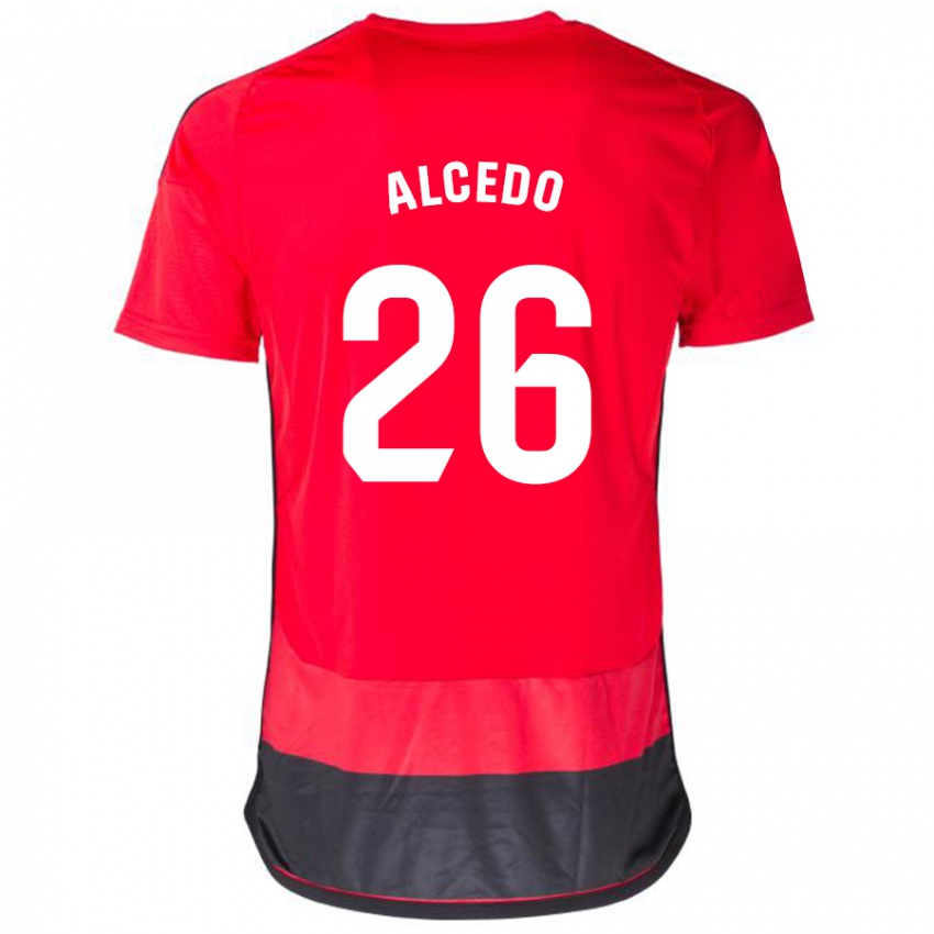 Mann Juan María Alcedo #26 Rød Svart Hjemmetrøye Drakt Trøye 2023/24 Skjorter T-Skjorte