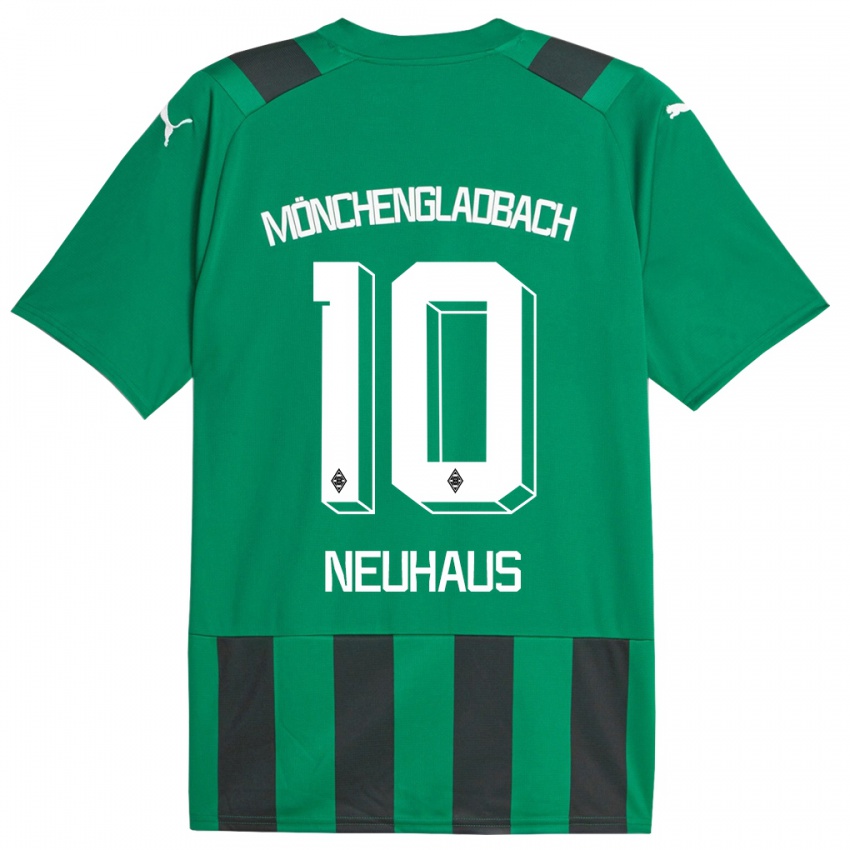 Mann Florian Neuhaus #10 Svart Grønn Bortetrøye Drakt Trøye 2023/24 Skjorter T-Skjorte
