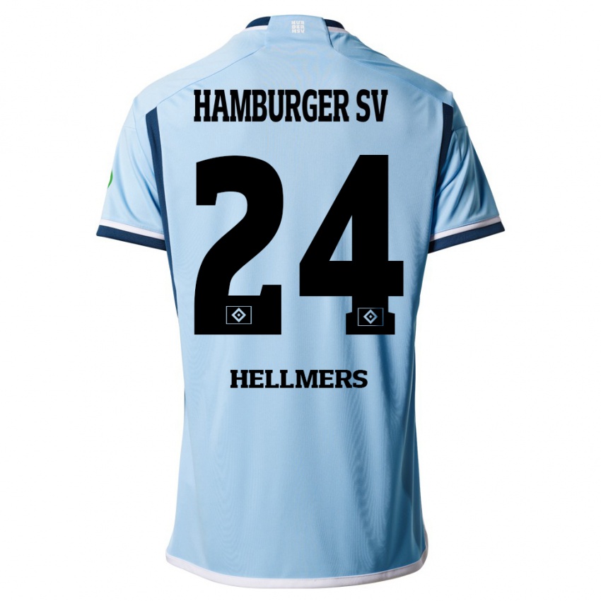 Mann Maximilian Hellmers #24 Blå Bortetrøye Drakt Trøye 2023/24 Skjorter T-Skjorte