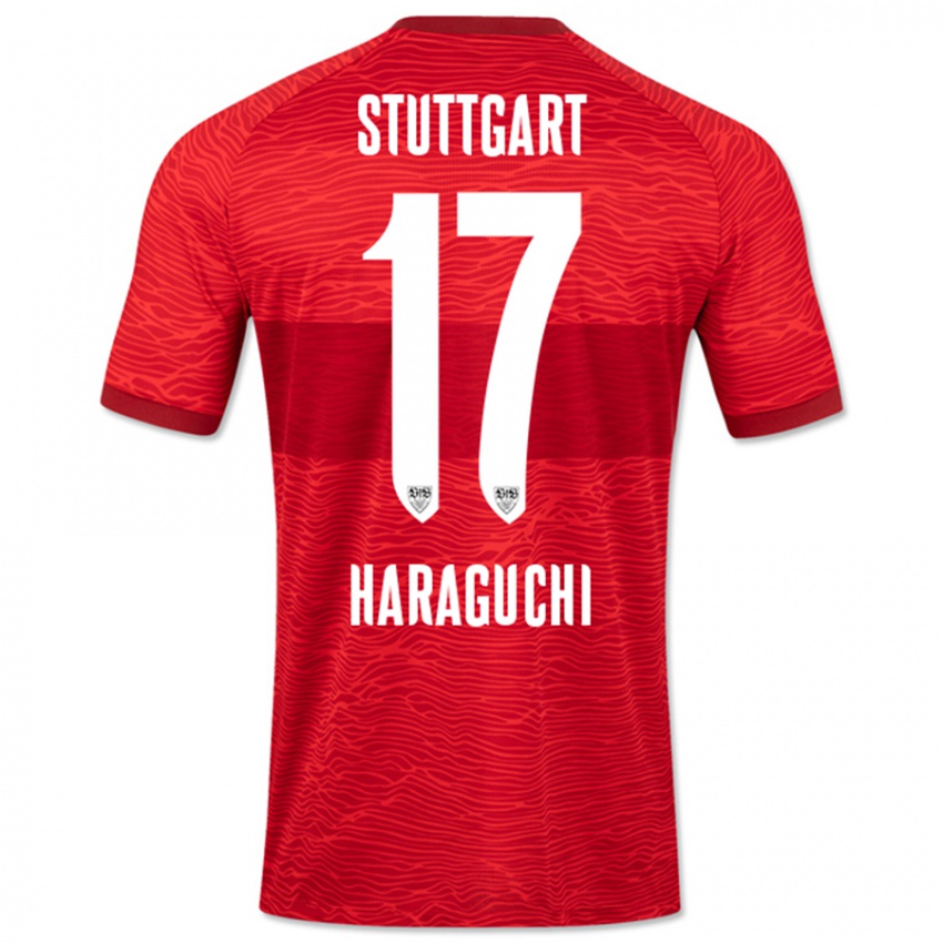 Mann Genki Haraguchi #17 Rød Bortetrøye Drakt Trøye 2023/24 Skjorter T-Skjorte