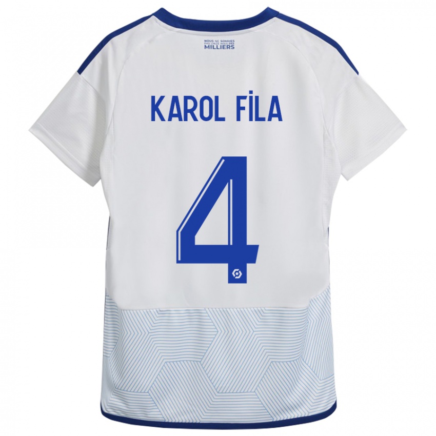 Mann Karol Fila #4 Hvit Bortetrøye Drakt Trøye 2023/24 Skjorter T-Skjorte
